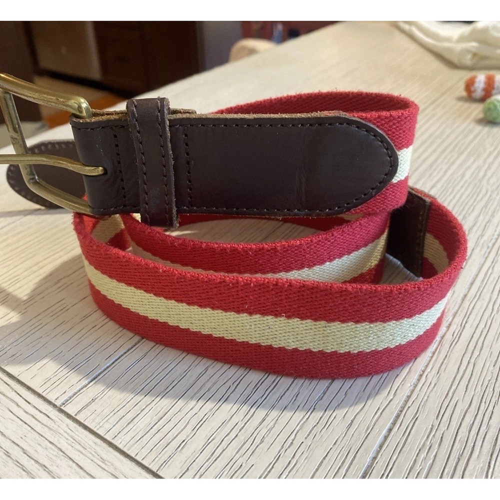 Jack Spade Leather Accent Striped Stretch Belt Medium Womens